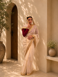 Gold floral embroidery saree