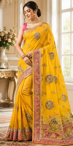 Sunheri Madhubani Heritage Saree